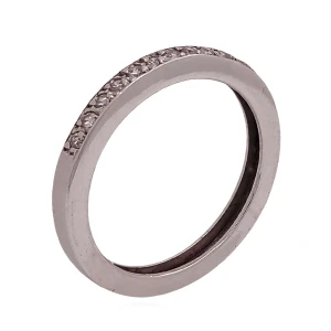 Meia Aliança Ouro Branco E Diamantes