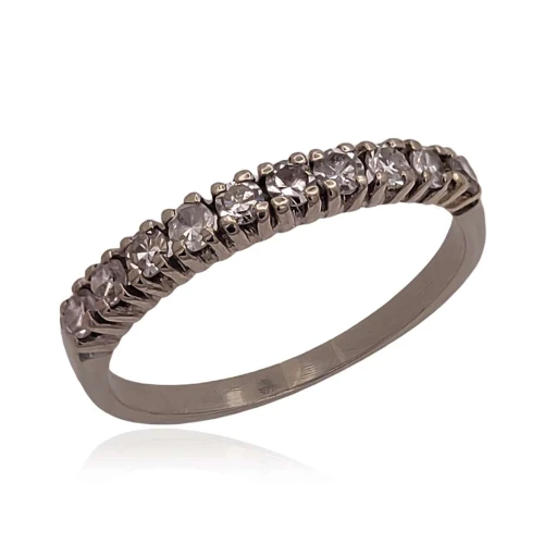 Meia Aliança Ouro Branco E Diamantes