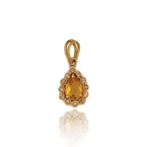 Pingente Ouro 18K, Citrino E Diamantes