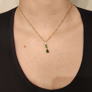 Pingente Ouro 18K E Esmeraldas
