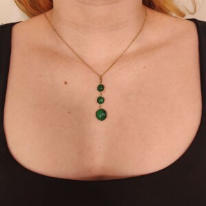 Pingente Ouro 18K E Malaquitas