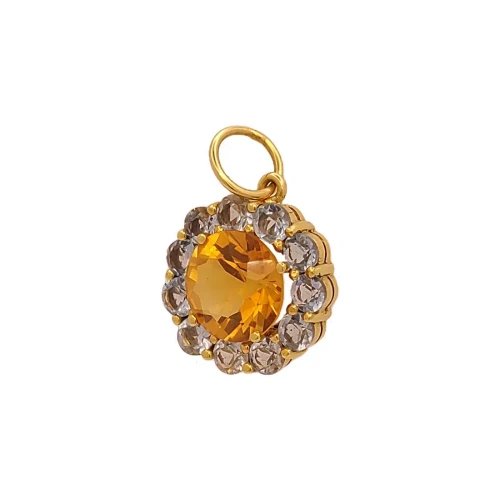 Pingente Ouro 18K E Pedras Brasileiras