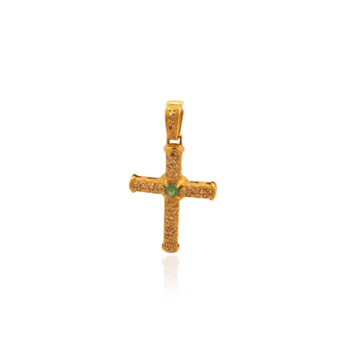 Pingente Ouro 18K, Esmeralda E Diamantes
