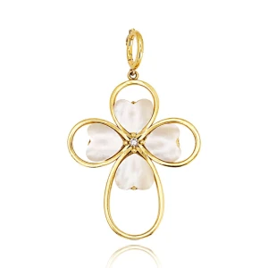 Pingente Ouro 18K, Madrepérolas E Diamante