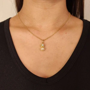 Pingente Ouro 18K, Pérola E Diamante