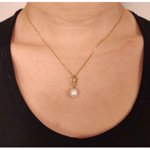 Pingente Ouro 18K, Pérola E Diamante