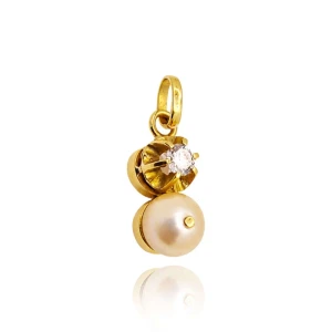 Pingente Ouro 18K, Pérola E Diamante