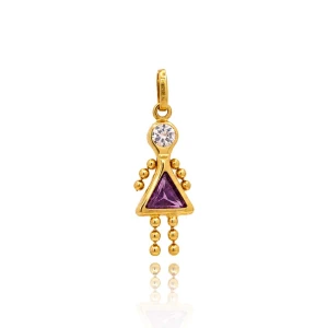 Pingente Ouro 18K, Quartzo E Ametista