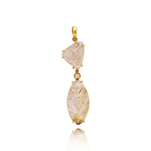 Pingente Ouro 18K, Quartzos E Diamante
