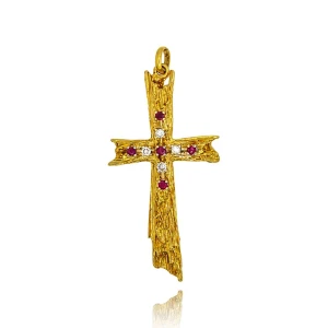 Pingente Ouro 18K, Rubis E Diamantes