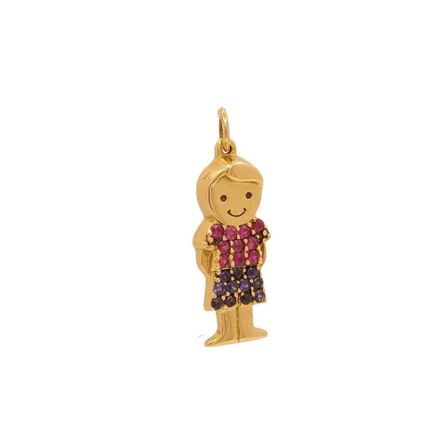 Pingente Ouro 18K, Rubis E Safiras