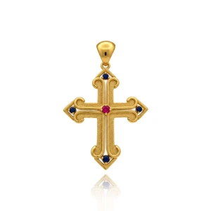Pingente Ouro 18K, Safiras E Rubi