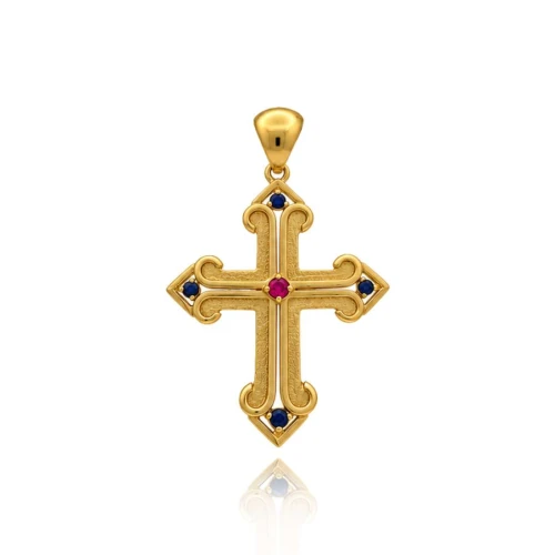Pingente Ouro 18K, Safiras E Rubi