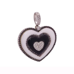 Pingente Ouro Branco, Calcedonia, Onix E Diamantes