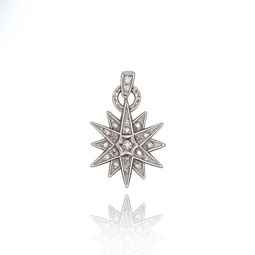 Pingente Ouro Branco E Diamantes