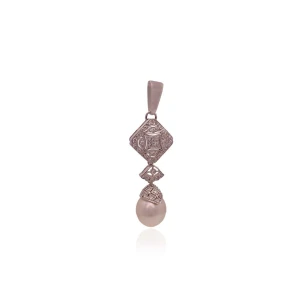 Pingente Ouro Branco, Pérola E Diamantes