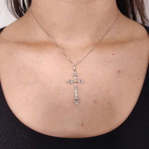 Pingente Ouro Branco, Pérola E Diamantes