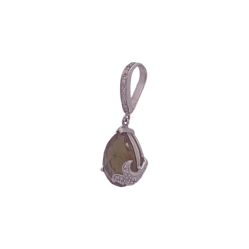 Pingente Ouro Branco, Quartzo E Diamantes