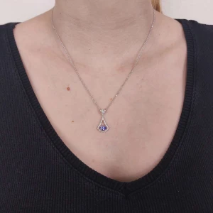 Pingente Ouro Branco, Tanzanita E Diamantes
