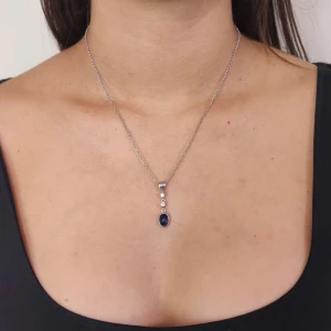 Pingente Platina, Safira E Diamantes
