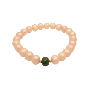 Pulseira Em Pérolas, Esmeralda E Detalhes Em Ouro 18K