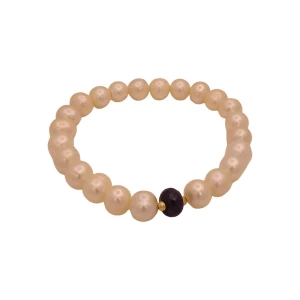 Pulseira Em Pérolas, Safira E Detalhes Em Ouro 18K