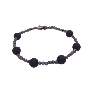 Pulseira Hematitas, Onix E Fecho Ouro 18K Rodio Negro Pulseira Hematitas, Onix E Fecho Ouro 18K Rodio Negro