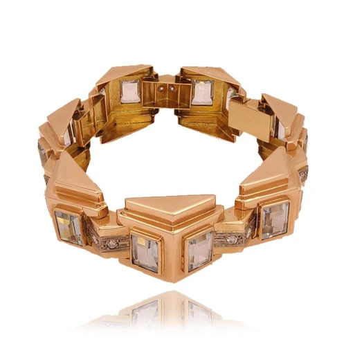 Pulseira Ouro 18K Duas Cores, Águas Marinhas E Diamantes