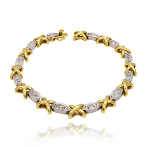 Pulseira Ouro 18K Duas Cores E Diamantes
