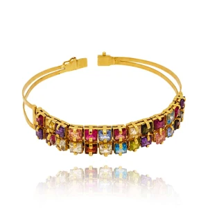 Pulseira Ouro 18K E Pedras Brasileiras