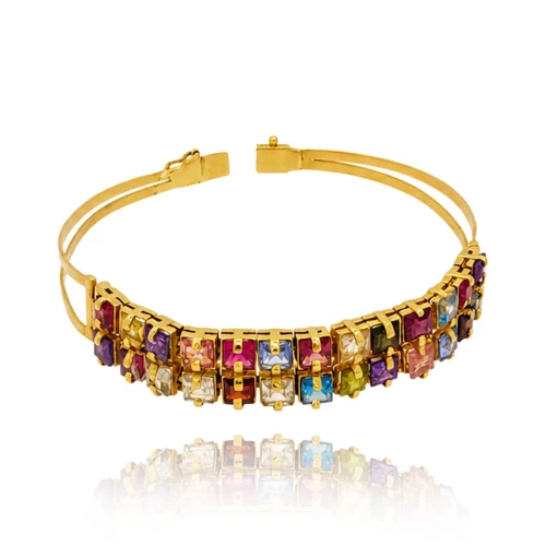 Pulseira Ouro 18K E Pedras Brasileiras