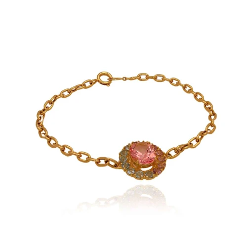 Pulseira Ouro 18K E Pedras Brasileiras