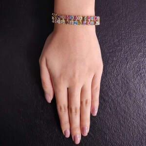 Pulseira Ouro 18K E Pedras Brasileiras