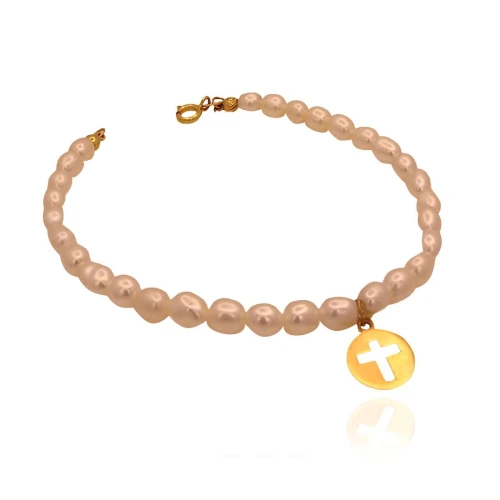 Pulseira Ouro 18K E Pérolas