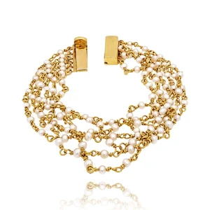Pulseira Ouro 18K E Pérolas