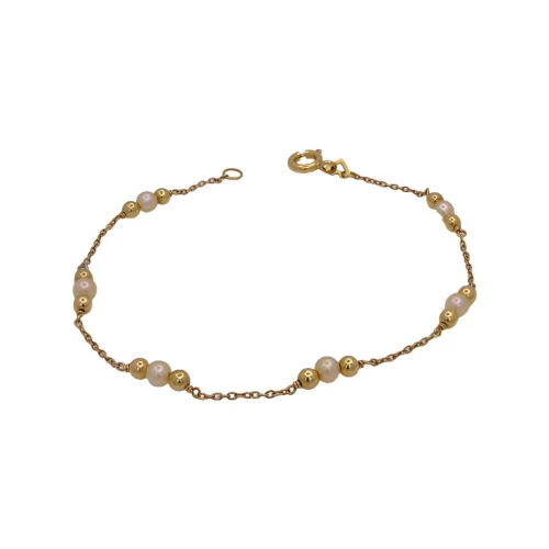 Pulseira Ouro 18K E Pérolas