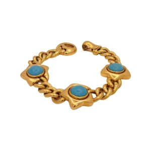 Pulseira Ouro 18K E Turquesas