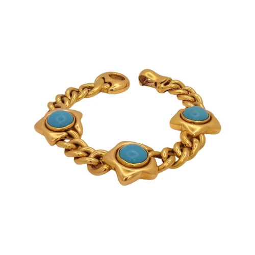 Pulseira Ouro 18K E Turquesas