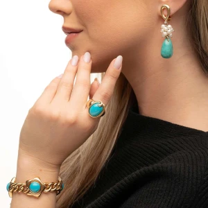 Pulseira Ouro 18K E Turquesas