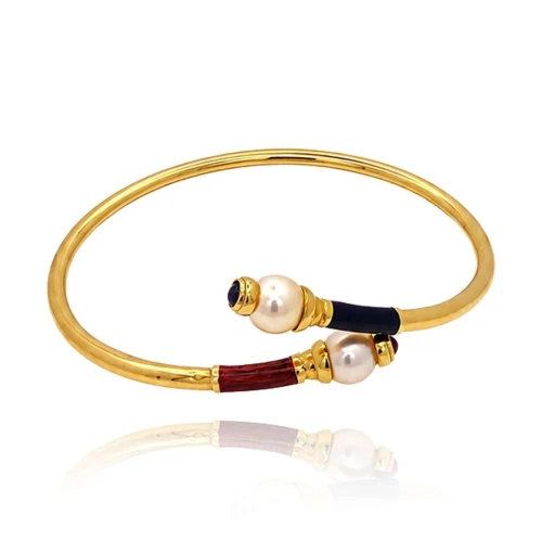 Pulseira Ouro 18K, Esmalte E Pérolas