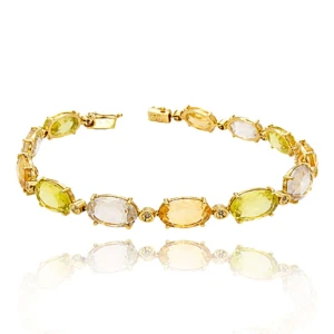 Pulseira Ouro 18K, Pedras Brasileiras E Diamantes