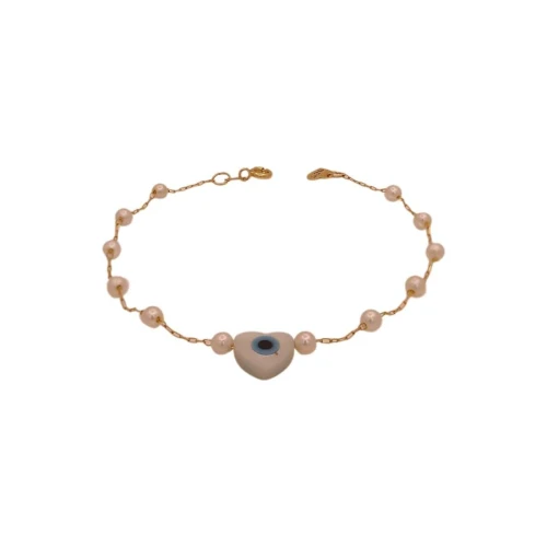 Pulseira Ouro 18K, Pérolas e Olho Grego