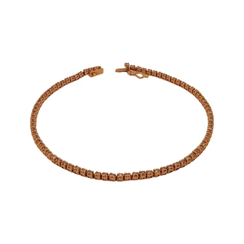 Pulseira Ouro 18K Rose E Diamantes