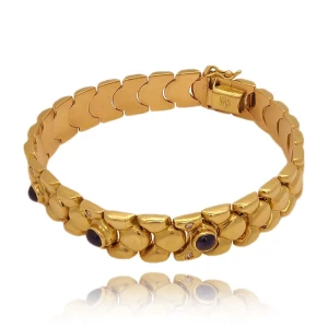 Pulseira Ouro 18K, Safiras E Diamantes