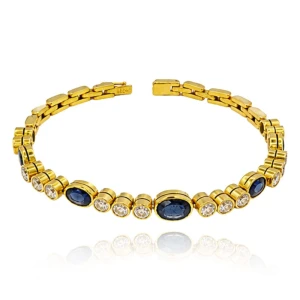 Pulseira Ouro 18K, Safiras E Diamantes