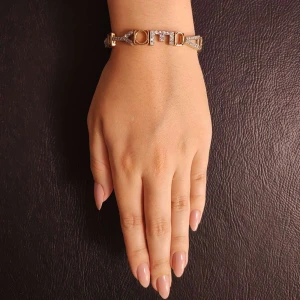 Pulseira Ouro 18k Duas Cores E Diamantes