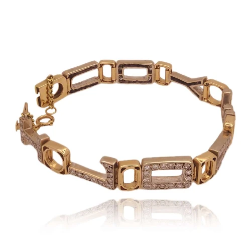 Pulseira Ouro 18k Duas Cores E Diamantes