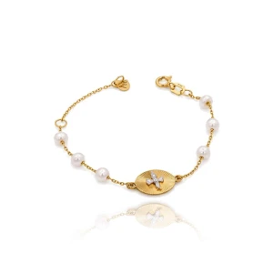 Pulseira Ouro 18k E Pérolas