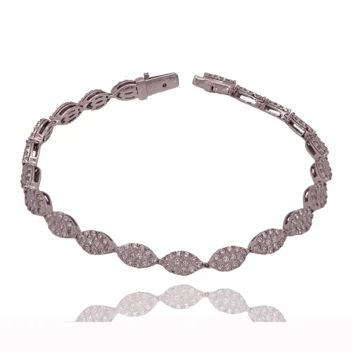 Pulseira Ouro Branco E Diamantes