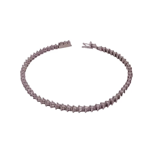 Pulseira Ouro Branco E Diamantes